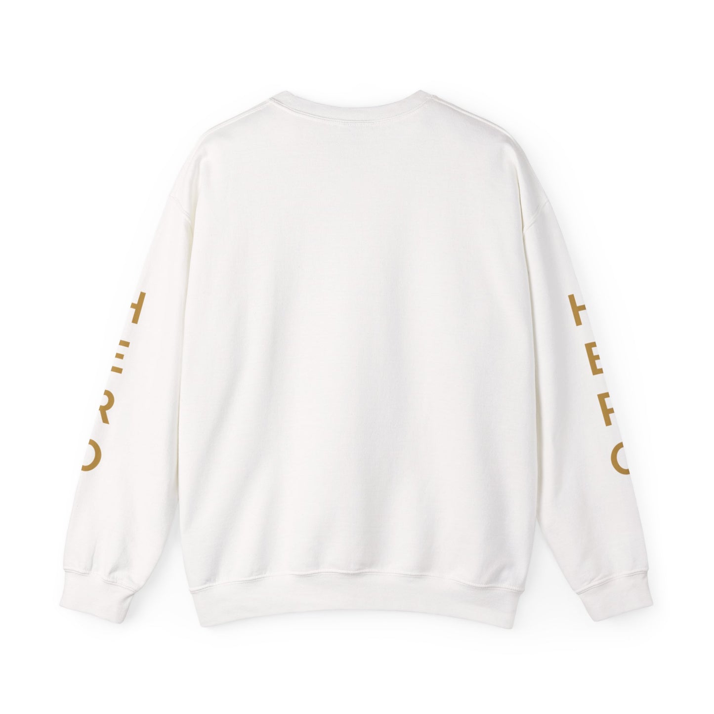 White & Gold Logo Crewneck Sweatshirt, Unisex Sweater, Graphic Jumper, Streetwear Pullover, Logo Print Top