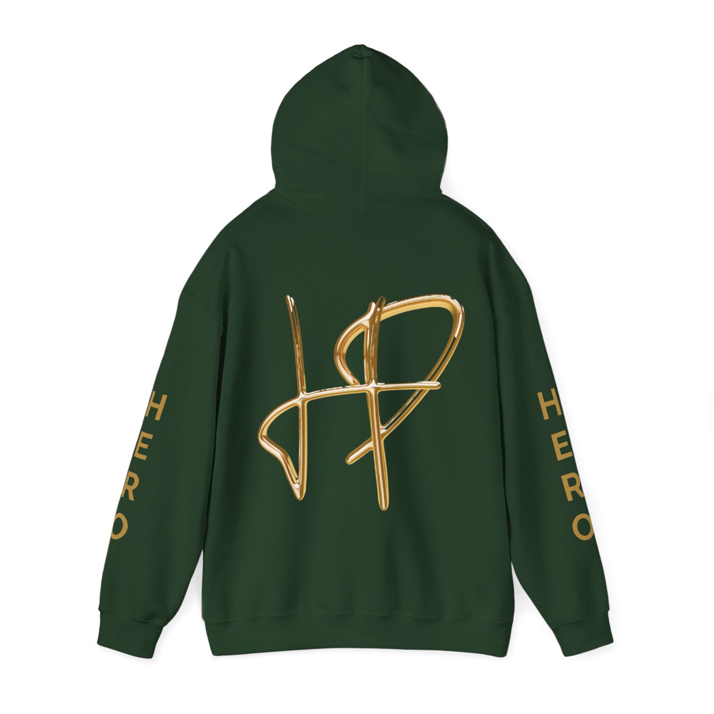 Forest Green Unisex Hoodie with Bold Gold Logo - Sweatshirt, Pullover, Casual Wear, Streetwear, Cozy Winter Apparel