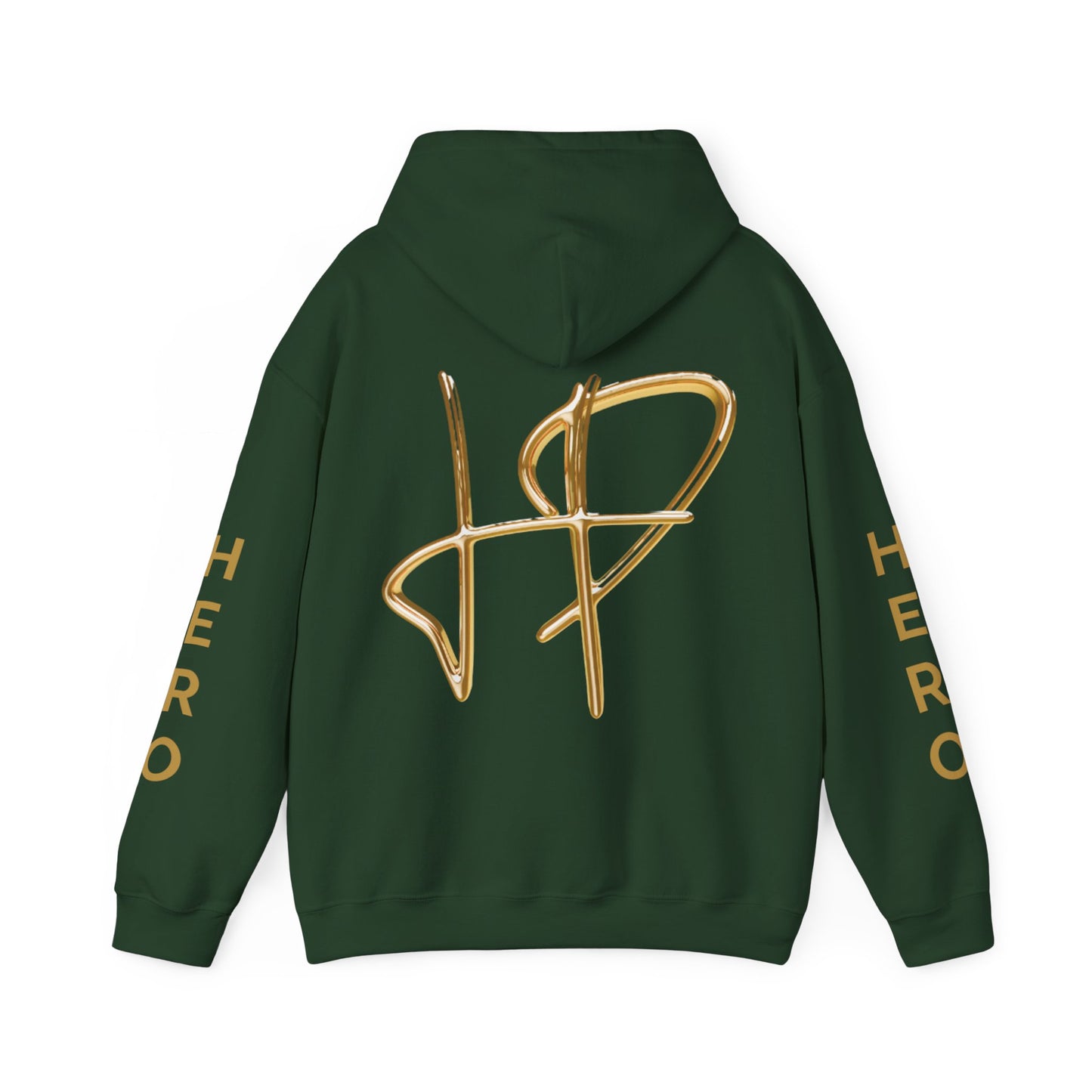 Forest Green Unisex Hoodie with Bold Gold Logo - Sweatshirt, Pullover, Casual Wear, Streetwear, Cozy Winter Apparel