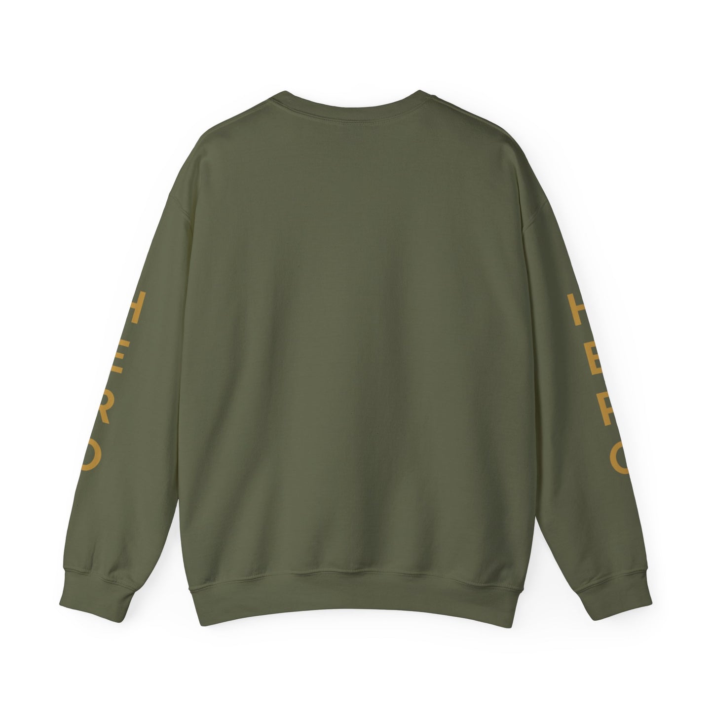 Bold Logo Military Green Unisex Sweatshirt, Crewneck Jumper, Army Green Pullover, Gold Logo Sweater, Men's Women's Fall Fashion